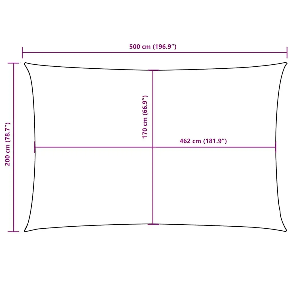 Rectangular Sunshade Sail 2x5 m White, PU Coated Fabric