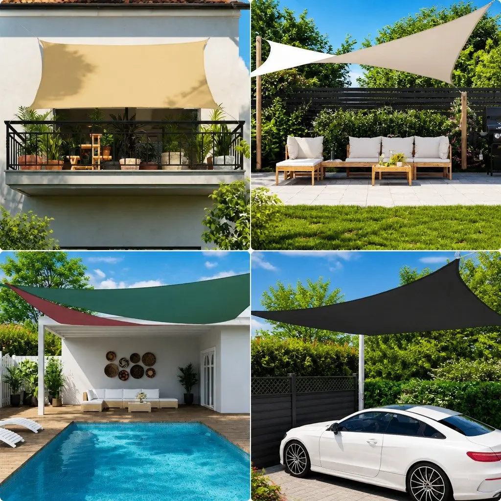 Rectangular Sunshade Sail 4x5 m White Oxford Fabric Garden Outdoor Patio Terrace