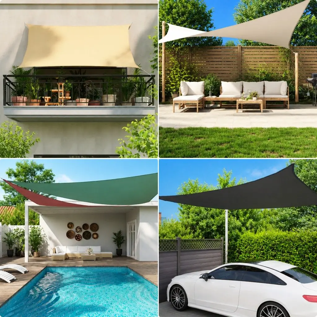 Rectangular Sunshade Sail 2.5x3m Black Oxford Fabric Garden Patio Outdoor Shade