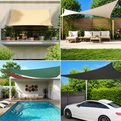 Rectangular Sunshade Sail: Black 2.5m x 3m Size