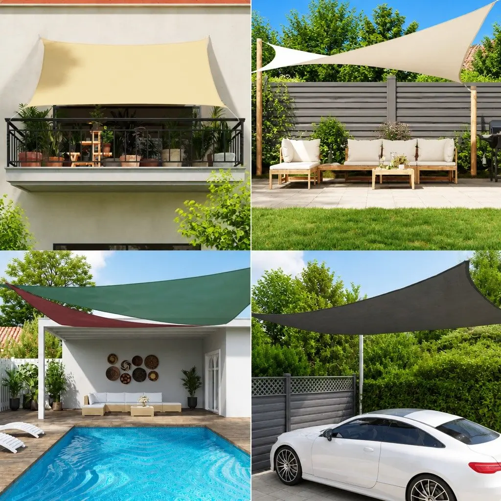 Rectangular Sunshade Sail 3x6m Oxford Fabric Garden Terrace Outdoor Shade Black
