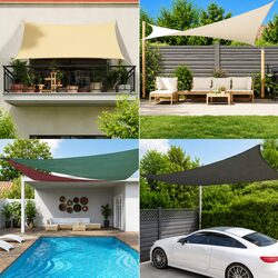 Rectangular Sunshade Sail Specs: 3x6m, Black Oxford Fabric