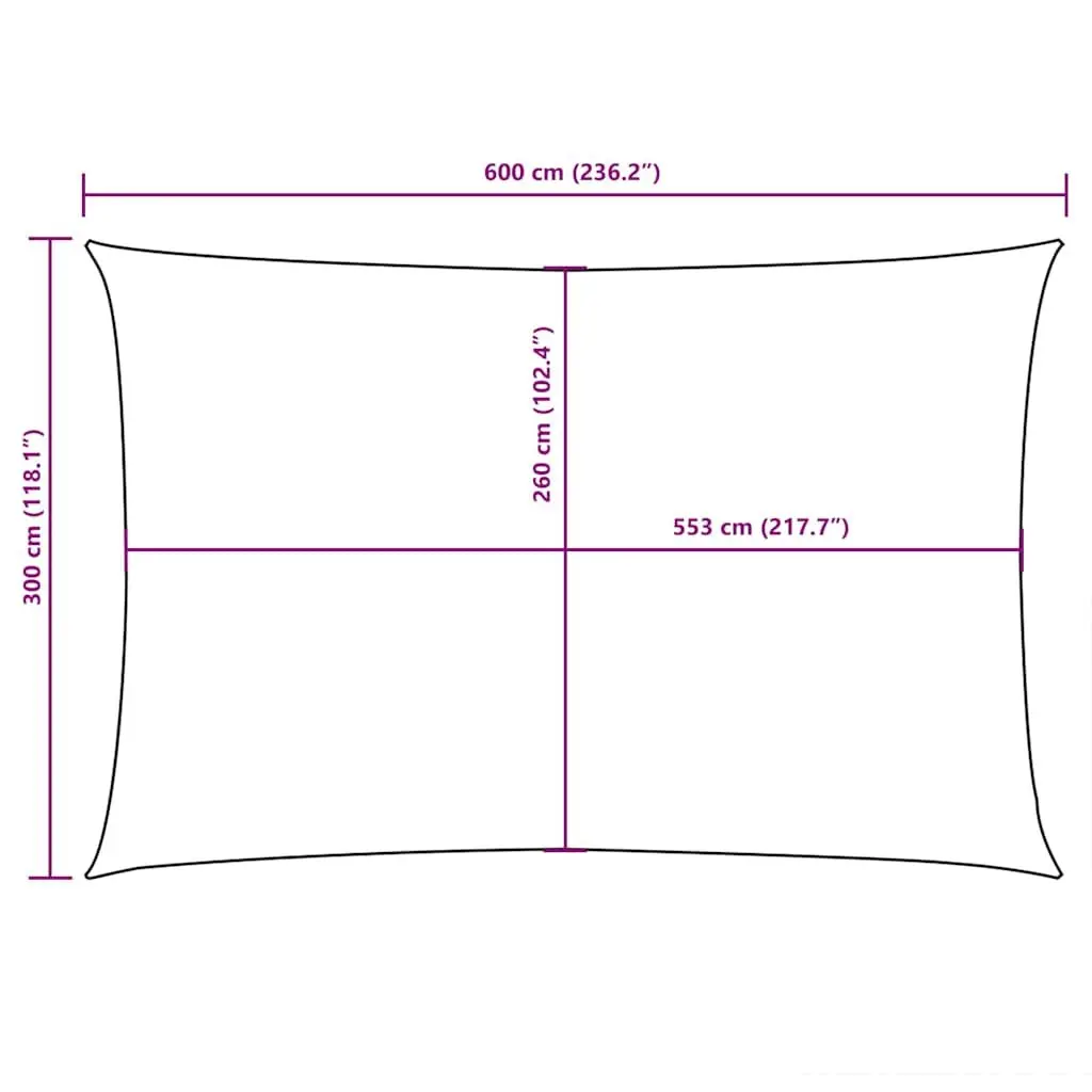 Rectangular Sunshade Sail 3x6m Oxford Fabric Garden Terrace Outdoor Shade Black