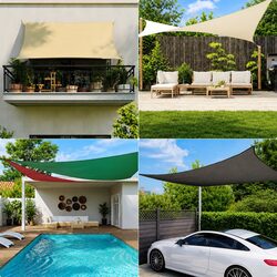 4m x 5m Black Sunshade Sail: PU Coated, Mould Resistant