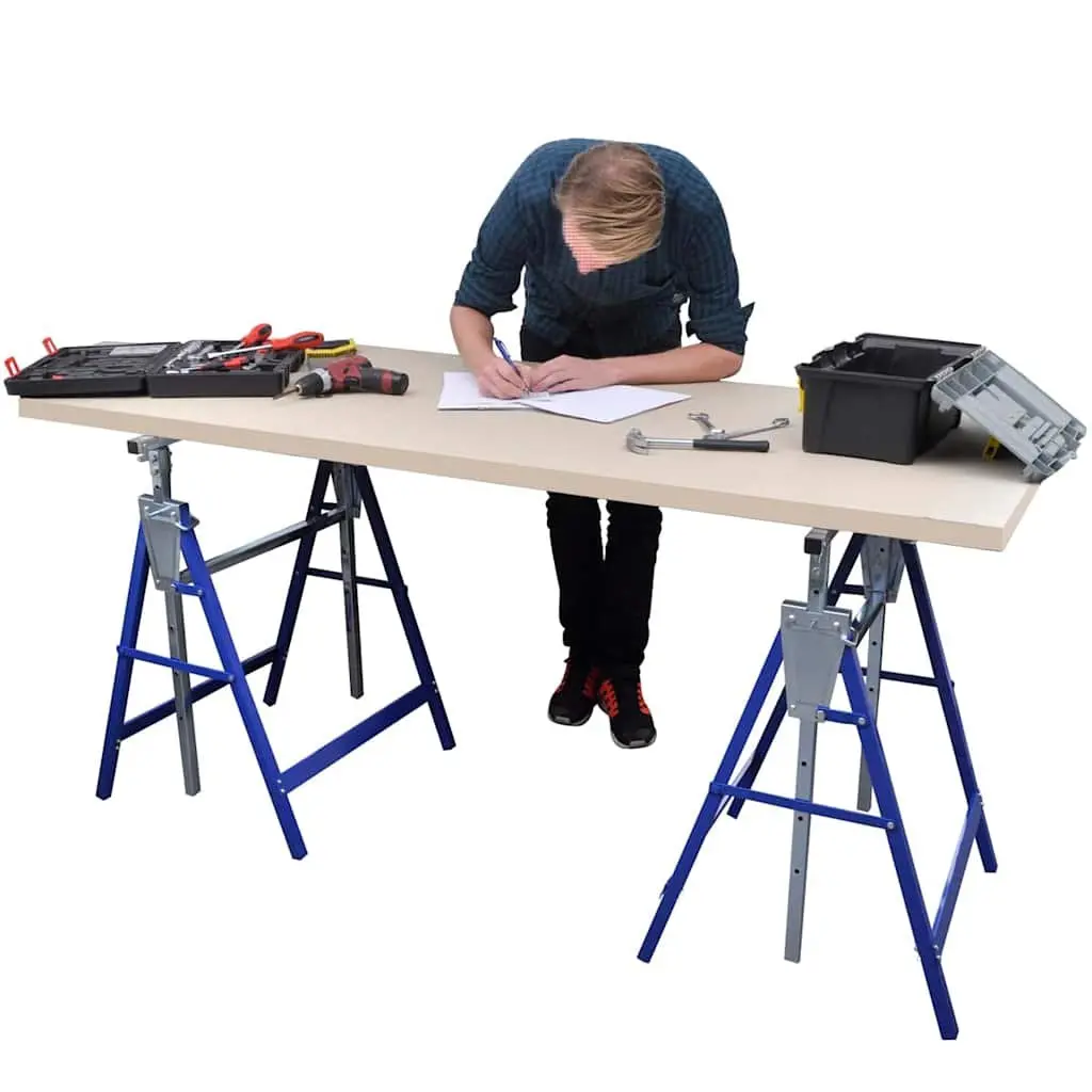 Scaffolding Trestles Set of 2 Adjustable Folding Work Bench Trestle Steel Frame
