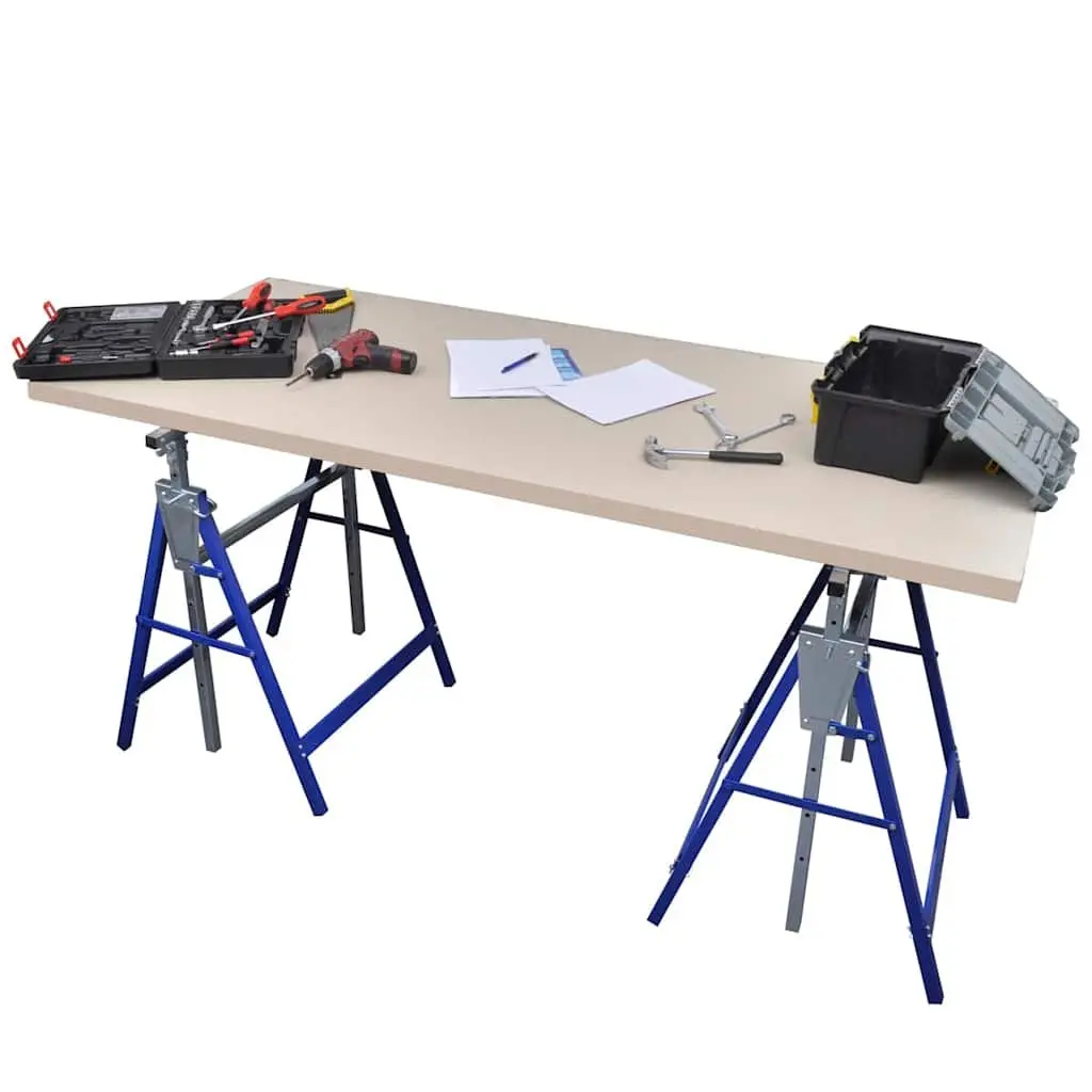 Scaffolding Trestles Set of 2 Adjustable Folding Work Bench Trestle Steel Frame