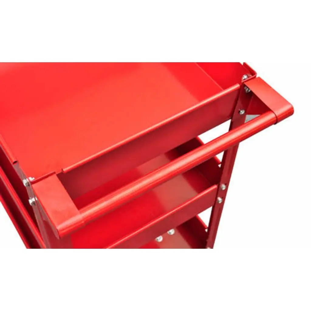 Workshop Tool Trolley 3 Shelves 100kg Load Capacity Swivel Wheels Storage Cart