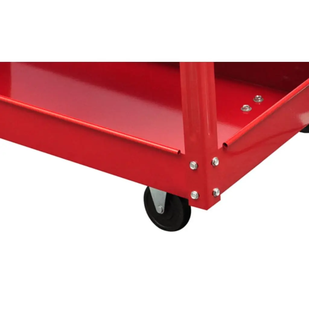Workshop Tool Trolley 3 Shelves 100kg Load Capacity Swivel Wheels Storage Cart