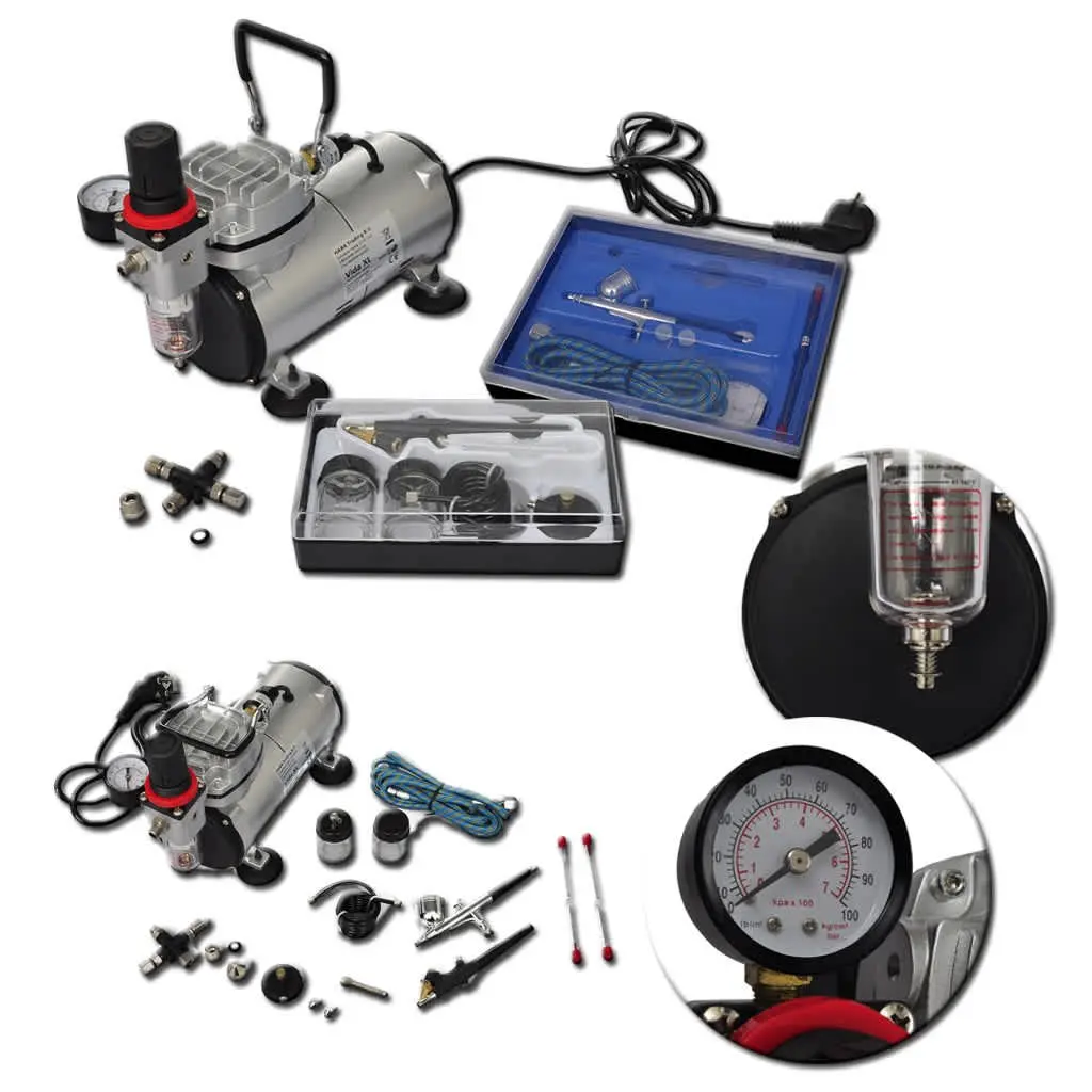 Airbrush Compressor Set for Painting Supplies with Dual Spray Guns Mini Size