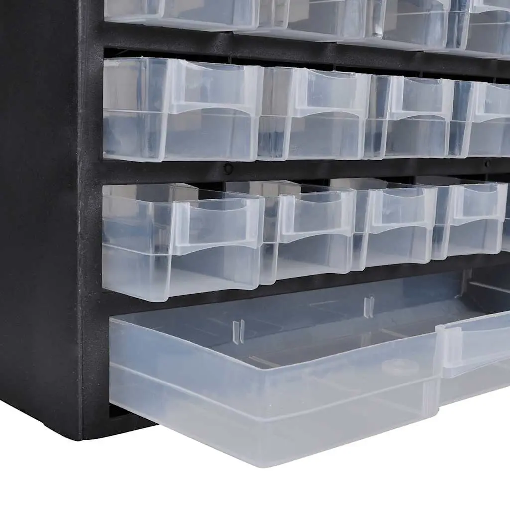 41-Drawer Plastic Storage Cabinet Tool Box Organizer Black Workshop Garage