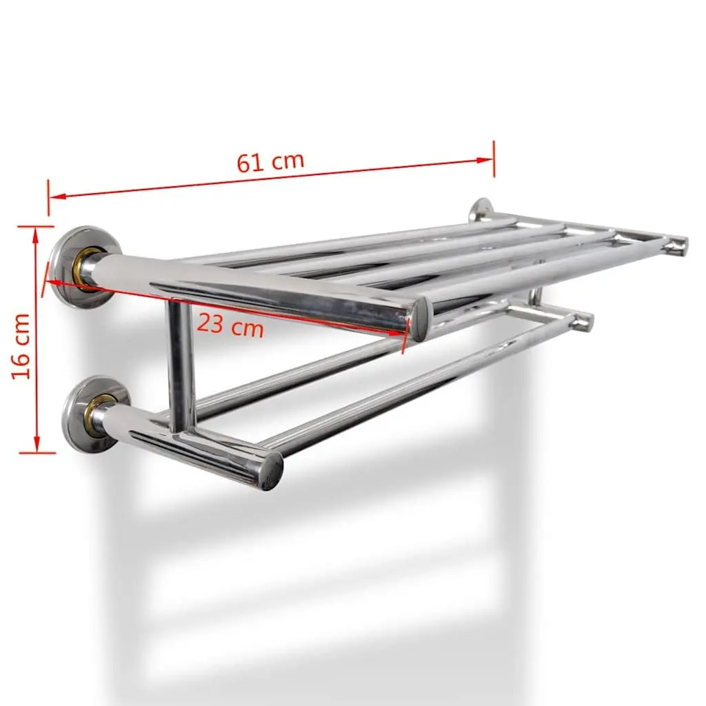 Stainless Steel Wall Mounted Towel Rack Bathroom 6 Tubes