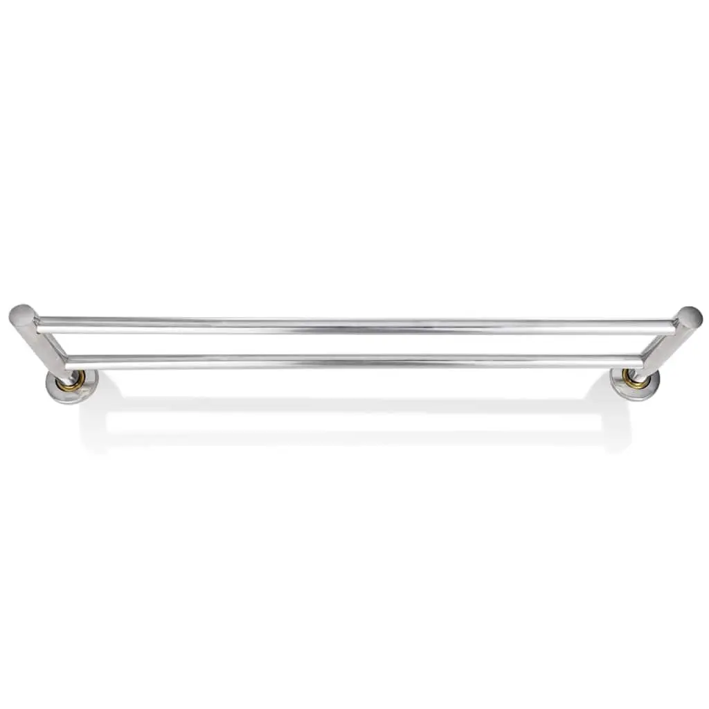 Wall Mounted Towel Rack 2 Tubes Silver Bathroom Holder Storage Bar