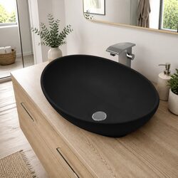 Specifications of Black Oval Ceramic Bathroom Sink 40 x 33 cm