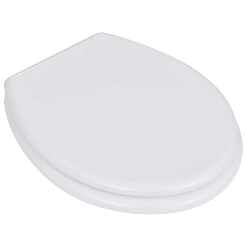 White MDF Toilet Seat with Lid Universal Bathroom Fixture Easy Clean Design