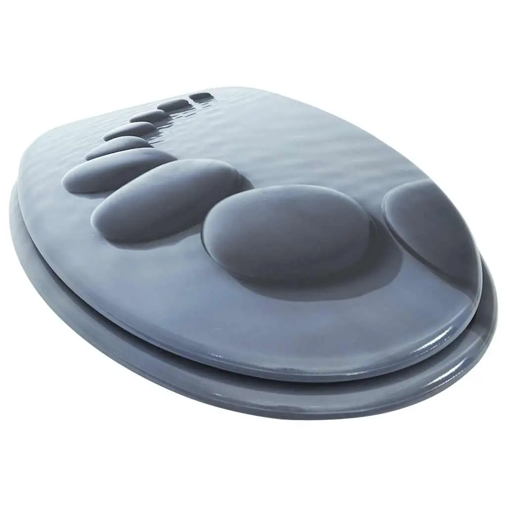 Toilet Seat for Bathroom Grey MDF Lid with Adjustable Hinges Standard Size