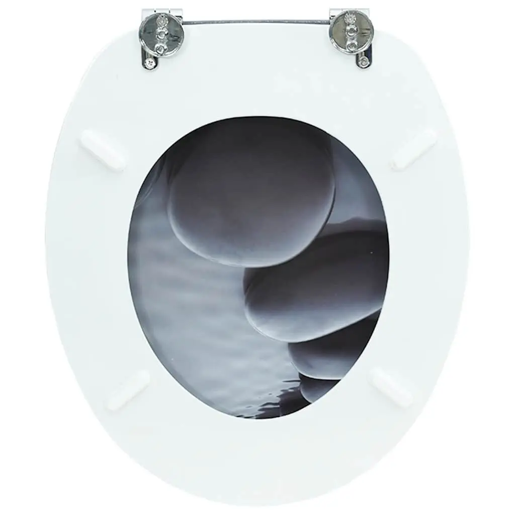 Toilet Seat for Bathroom Grey MDF Lid with Adjustable Hinges Standard Size