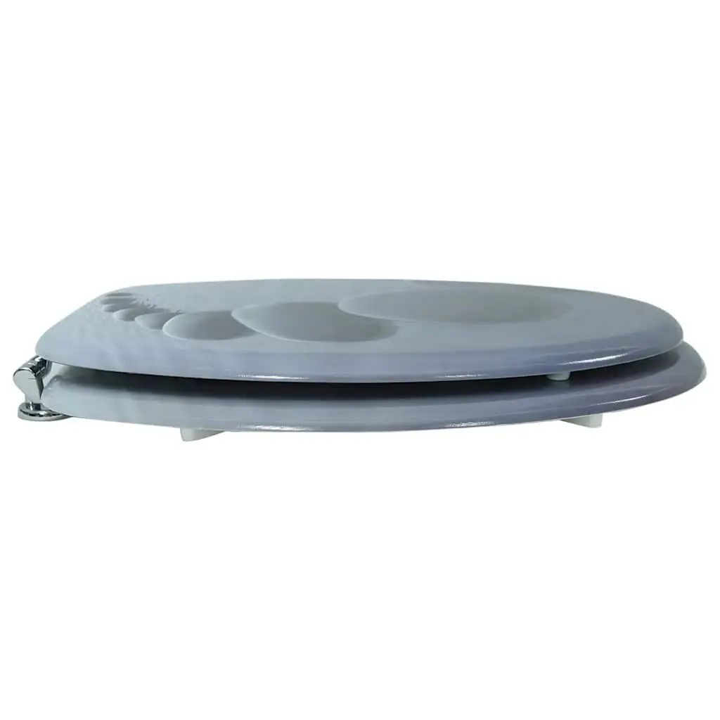 Toilet Seat for Bathroom Grey MDF Lid with Adjustable Hinges Standard Size