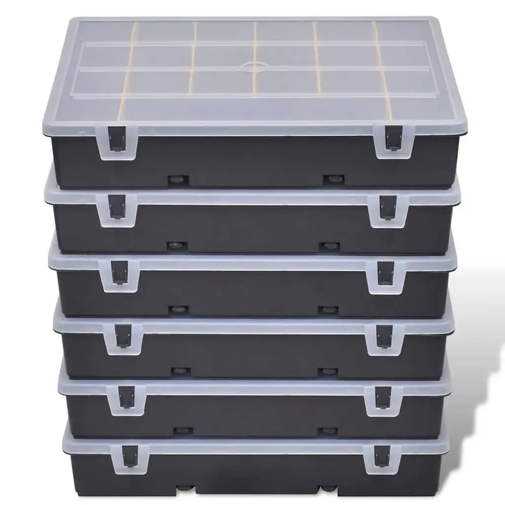 Set of 6 Tool Storage Boxes with 21 Compartments Each