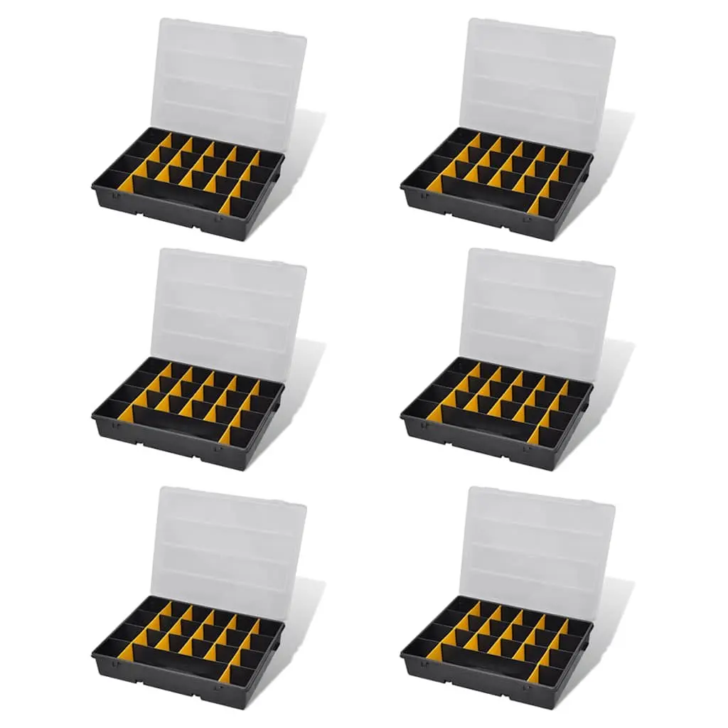 Set of 6 Tool Storage Boxes with 21 Compartments Each