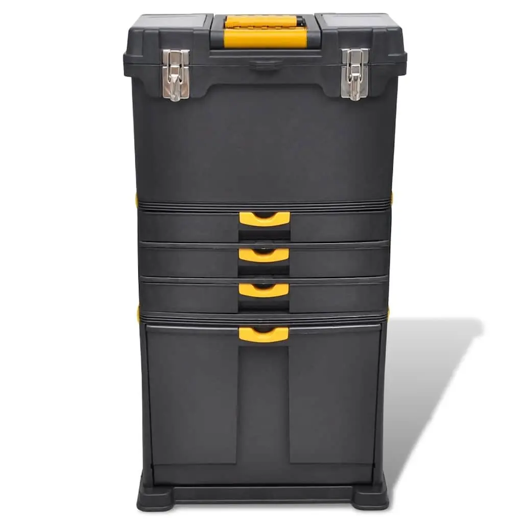 Tool Chest Trolley Portable Storage Organizer for Workshop Black 2 Tier with Drawers
