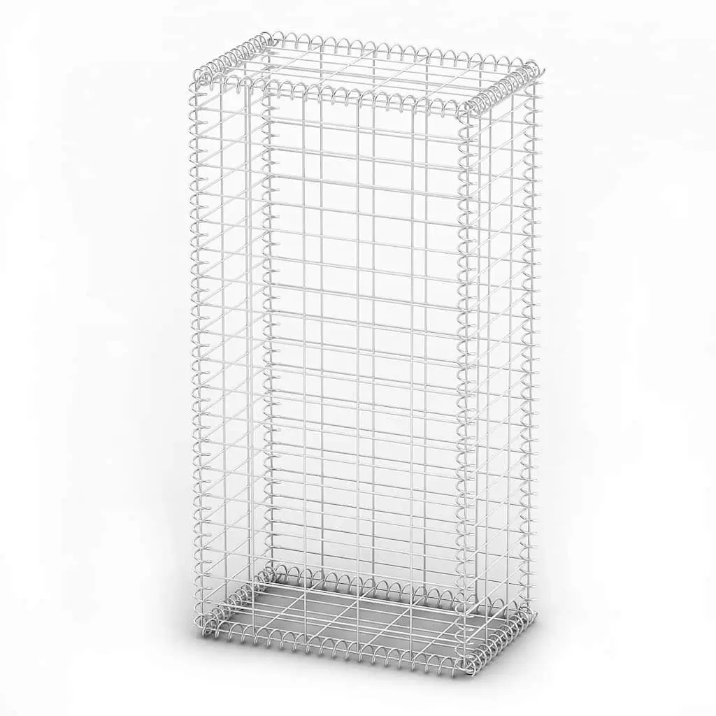 Gabion Basket for Garden Fencing 100 x 50 x 30 cm Galvanised Steel Wire Mesh with Lids