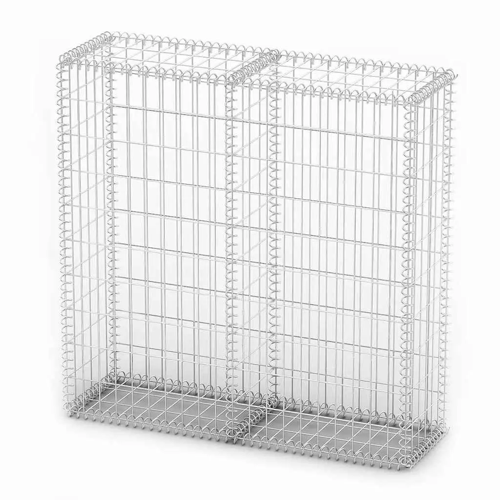 Gabion Basket with Lids 100 x 100 x 30 cm Galvanised Wire Fence Panel Retaining