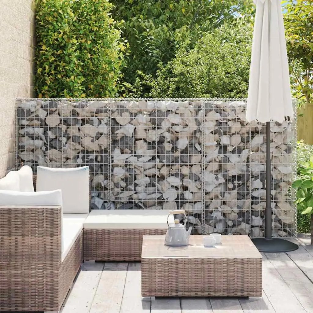 Gabion Basket for Garden Use 150 x 100 x 30 cm Galvanised Steel with Lids