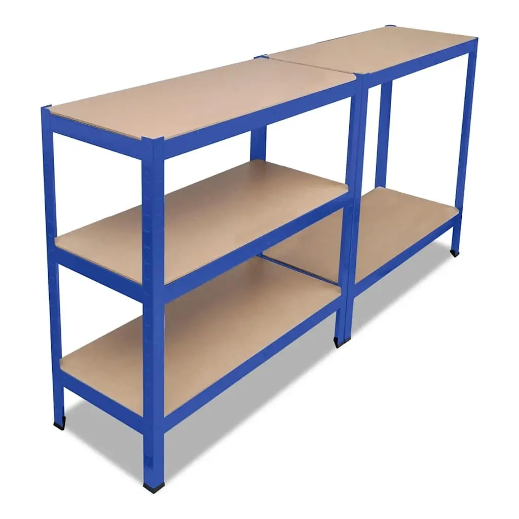 5-Layer Storage Shelf Industrial Use Adjustable Blue Steel Frame Engineered Wood