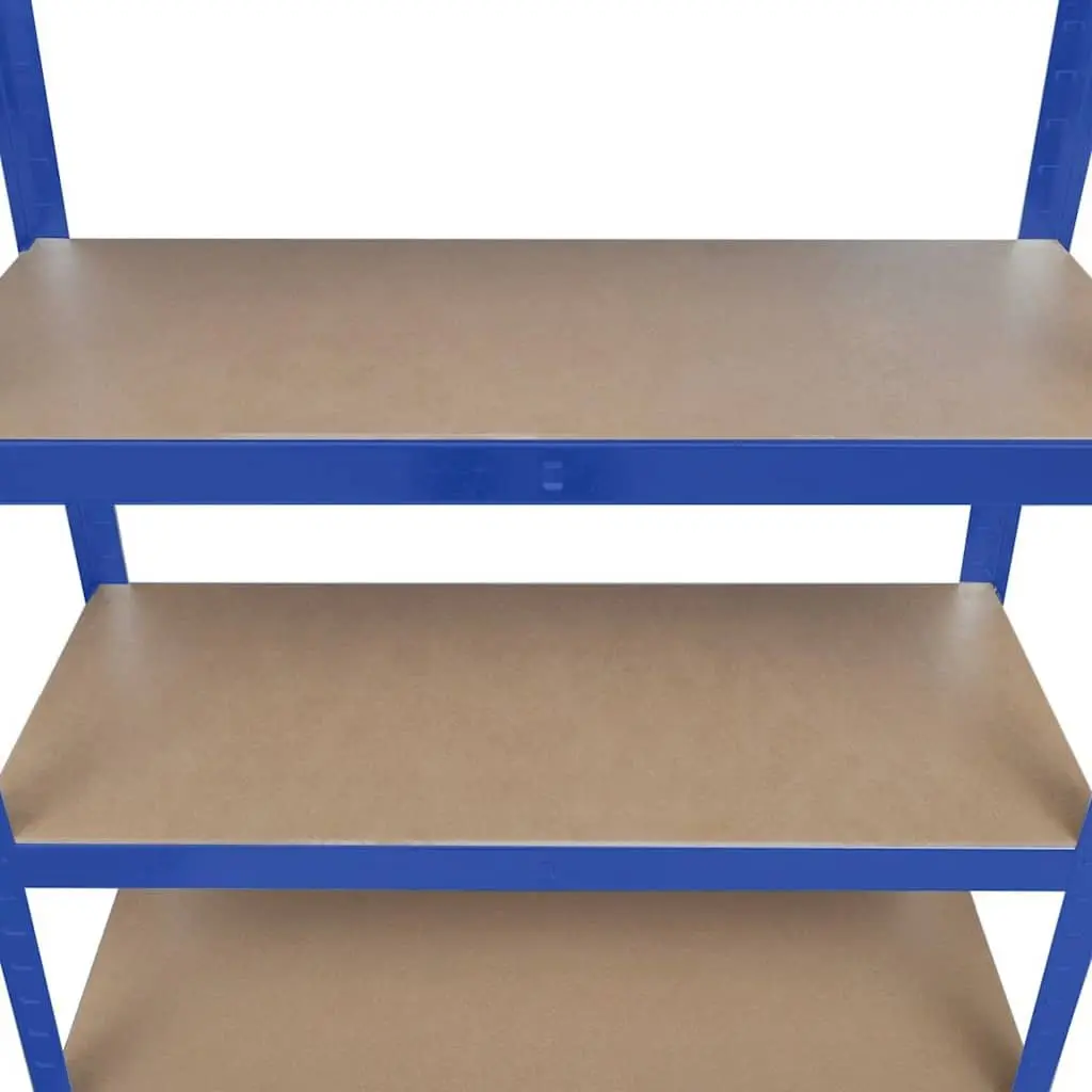 5-Layer Storage Shelf Industrial Use Adjustable Blue Steel Frame Engineered Wood