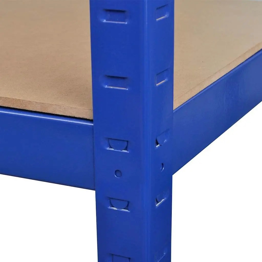 5-Layer Storage Shelf Industrial Use Adjustable Blue Steel Frame Engineered Wood