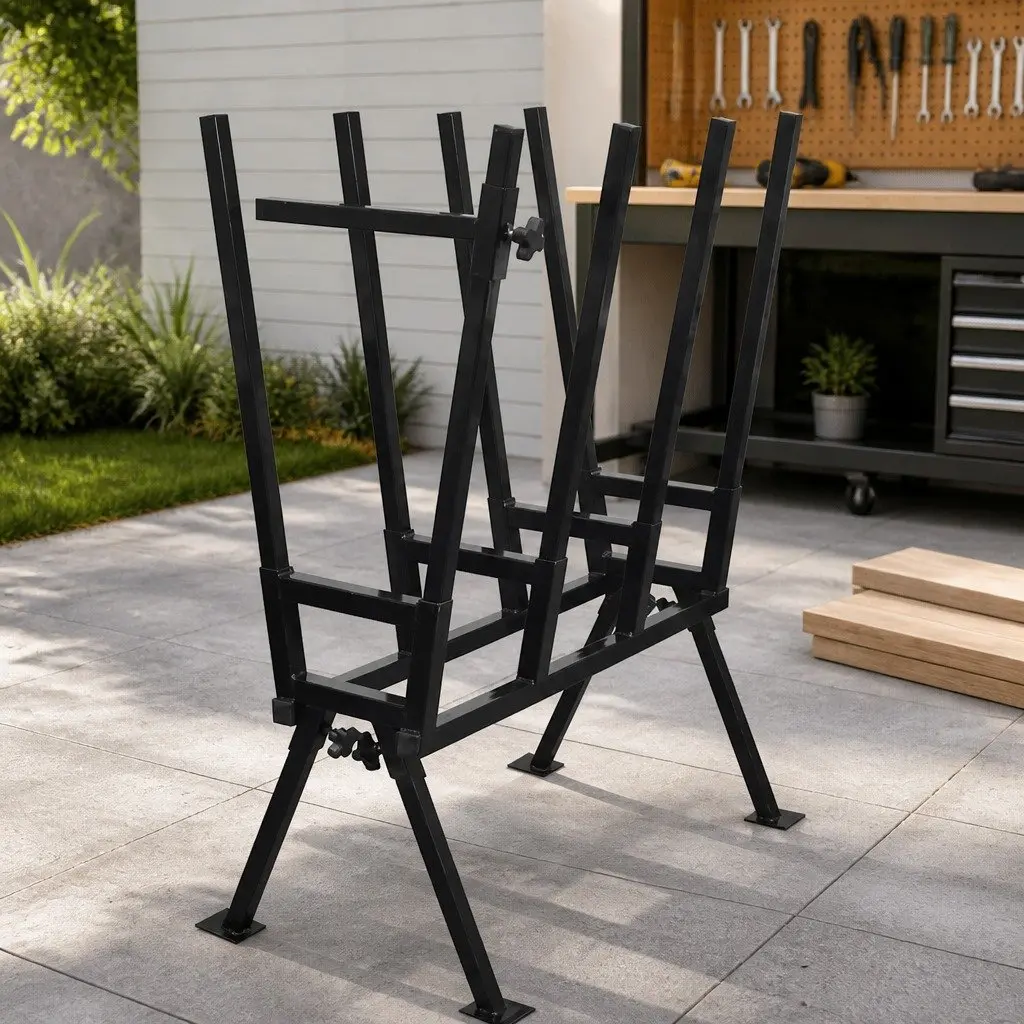 Steel Saw Horse for Woodworking Adjustable Feet 400 kg Capacity