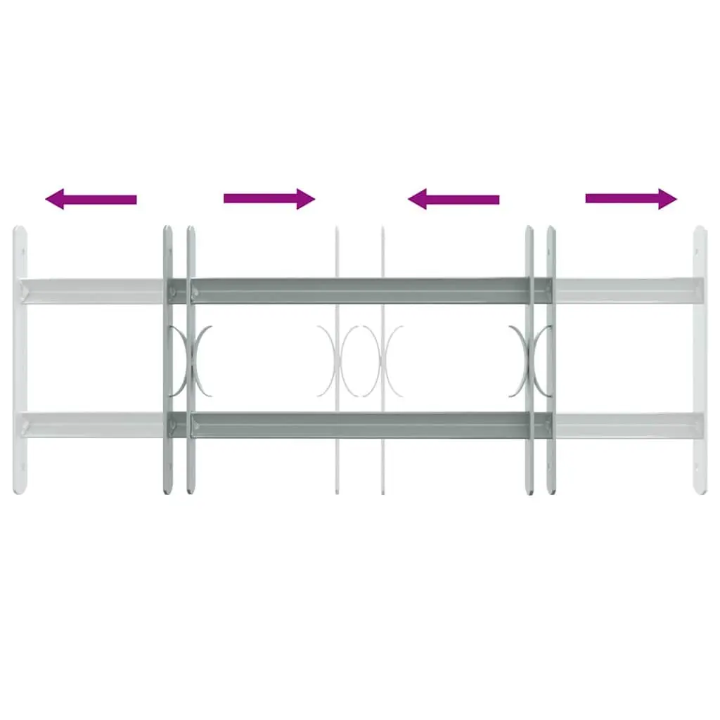 Adjustable Window Security Grille Silver 500-650 mm Galvanised Steel 2 Crossbars