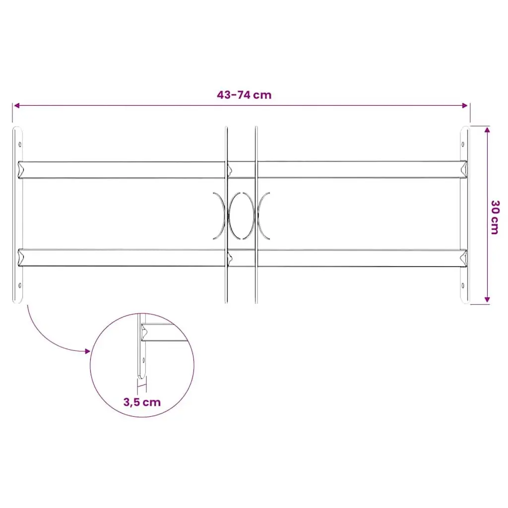 Adjustable Window Security Grille Silver 500-650 mm Galvanised Steel 2 Crossbars