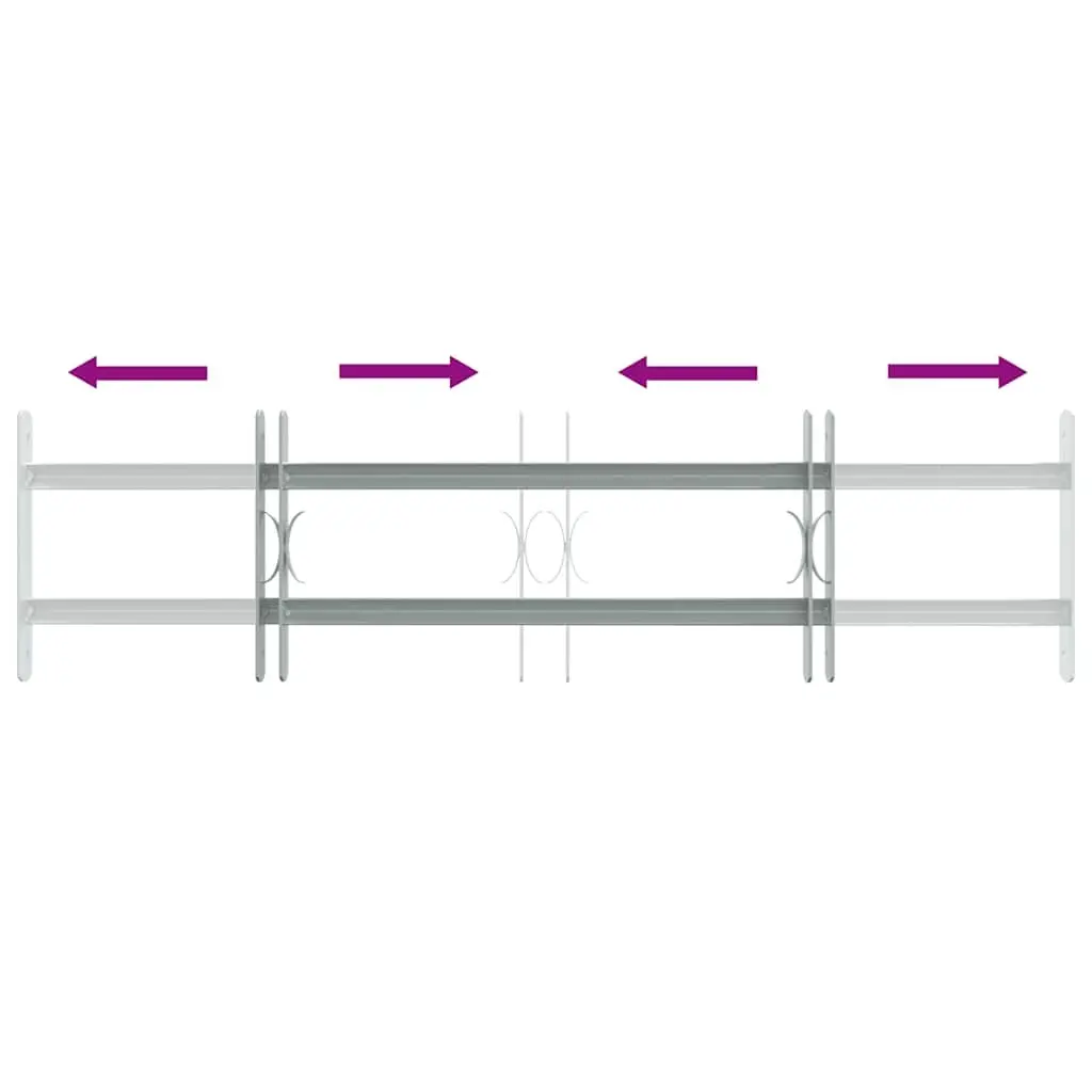 Adjustable Security Grille for Windows Silver 2 Crossbars 700-1050 mm Protection