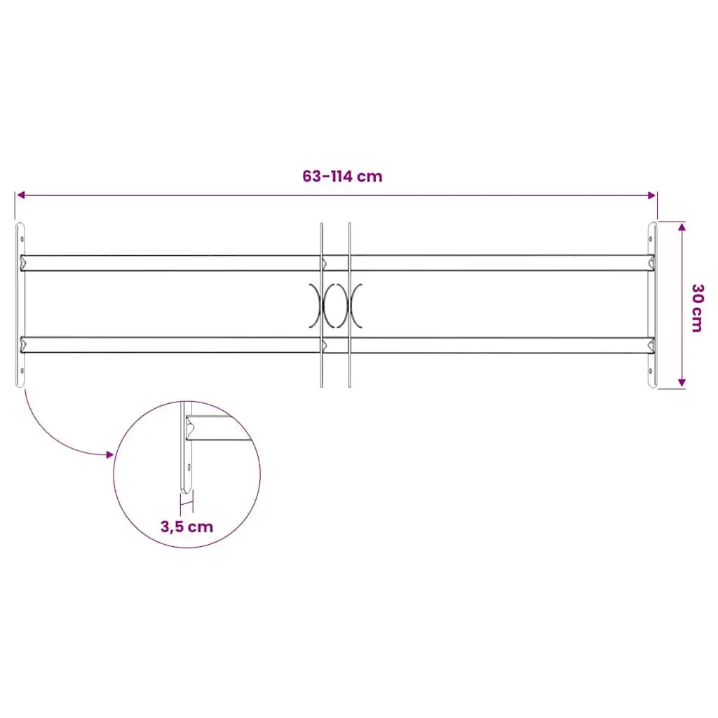 Adjustable Security Grille for Windows Silver 2 Crossbars 700-1050 mm Protection