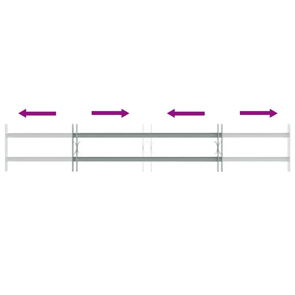 Adjustable Window Security Grille Silver 2 Crossbars 1000-1500mm Protection