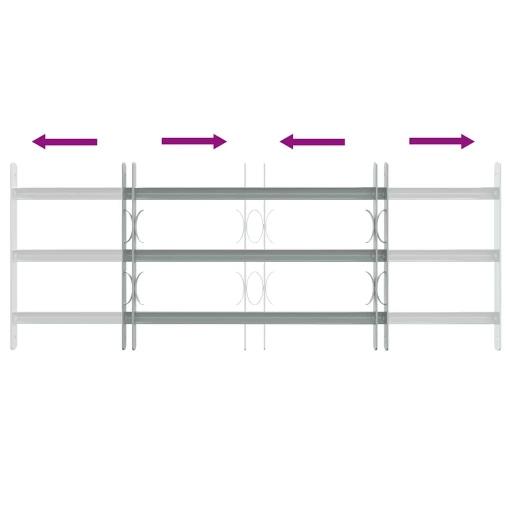 Security Grille for Windows Adjustable Width 700-1050 mm Silver