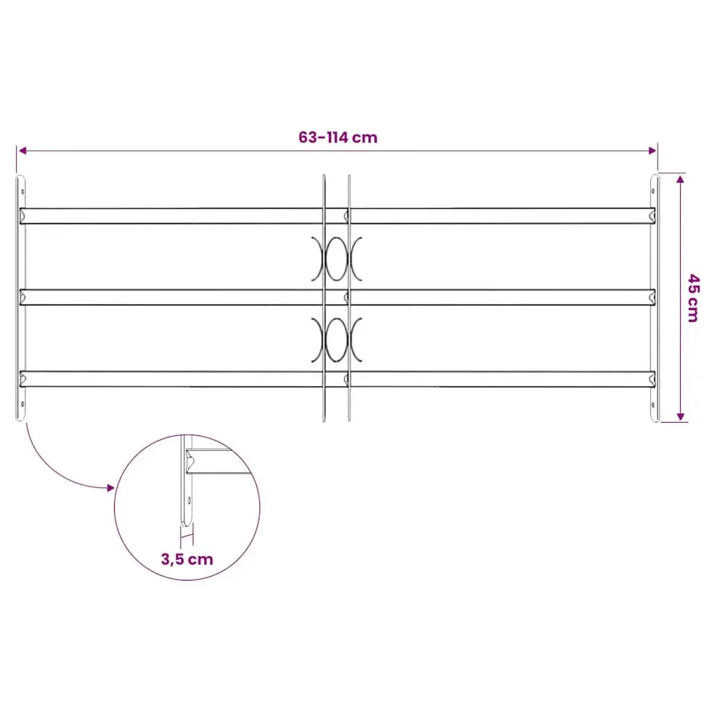 Security Grille for Windows Adjustable Width 700-1050 mm Silver