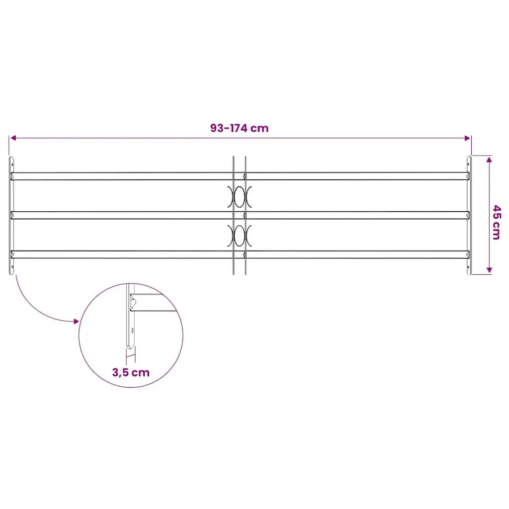 Security Grille Window 3 Crossbars, Adjustable 1000-1500mm