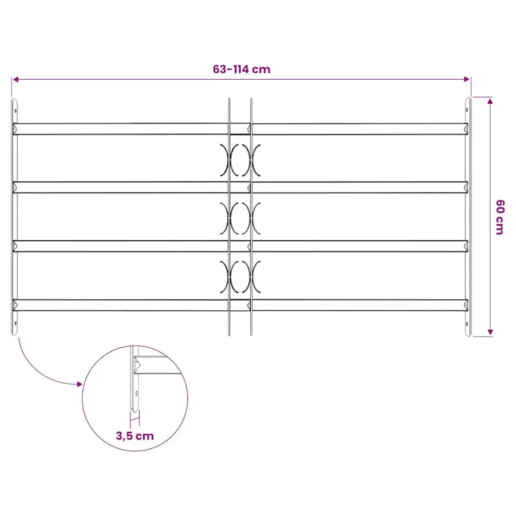 Security Grille with Adjustable Width 700-1050 mm in Silver Steel