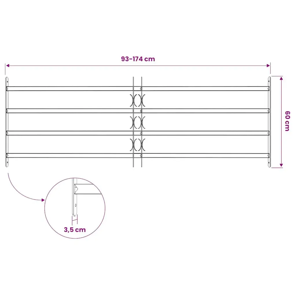 Security Grille Window Protection Home Adjustable 1000-1500mm Silver