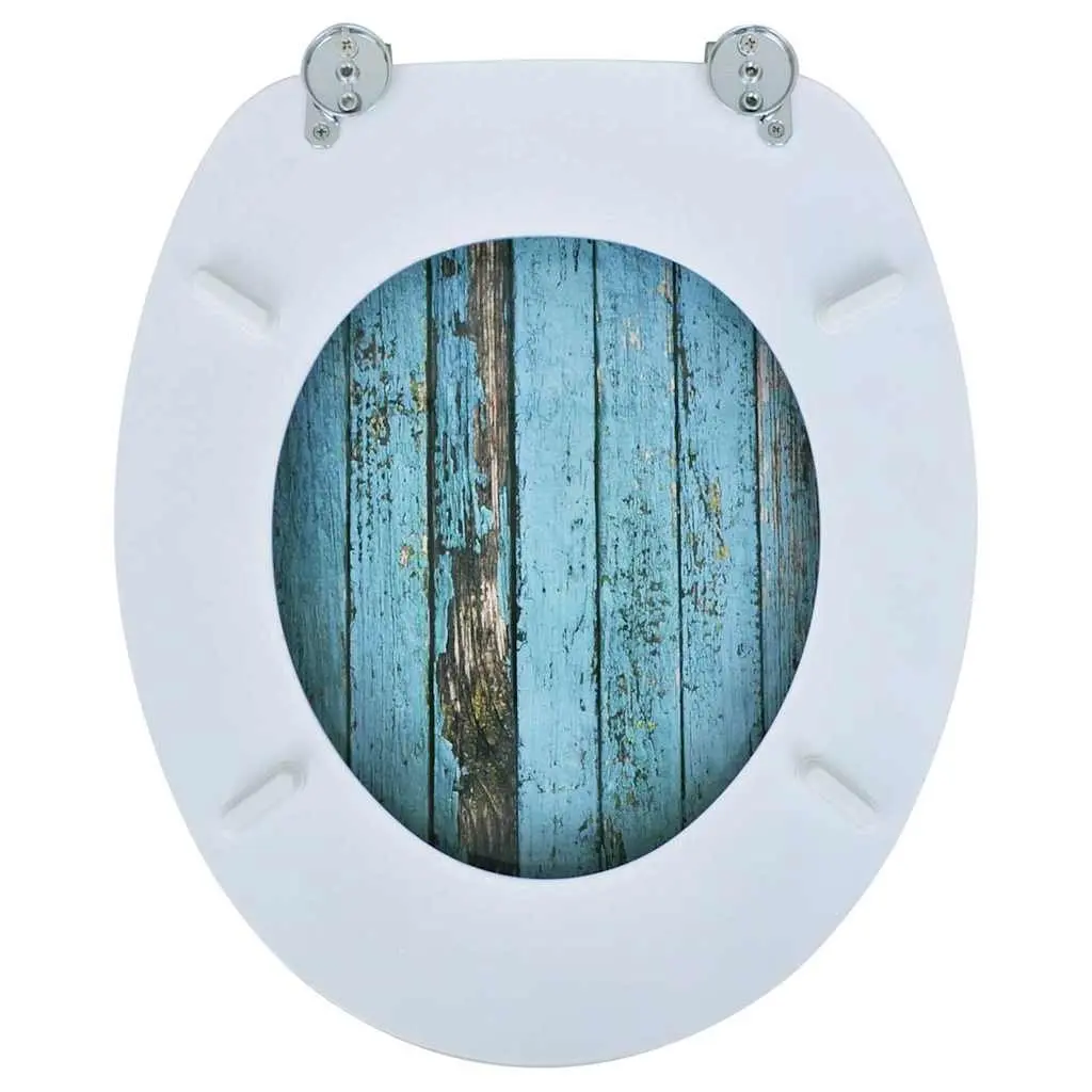 Blue MDF Toilet Seat with Adjustable Hinges
