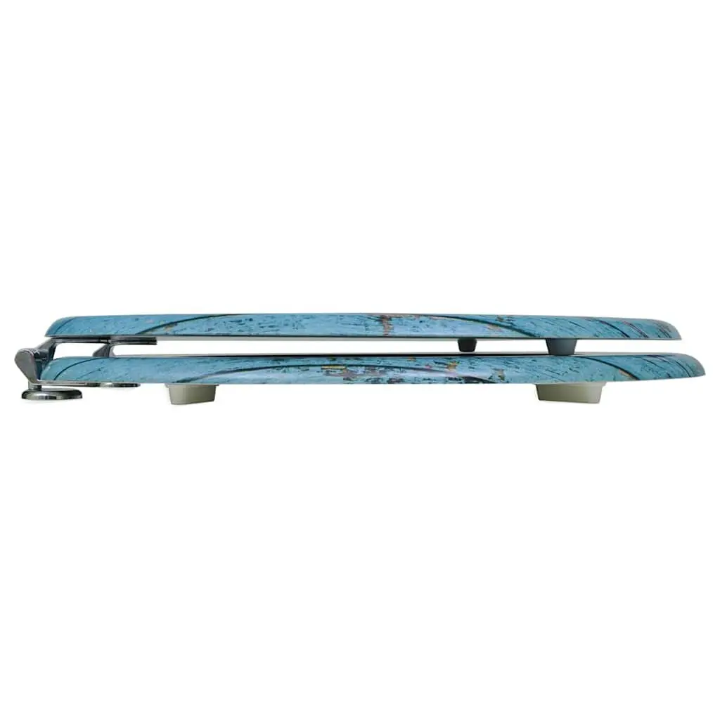 Blue MDF Toilet Seat with Adjustable Hinges