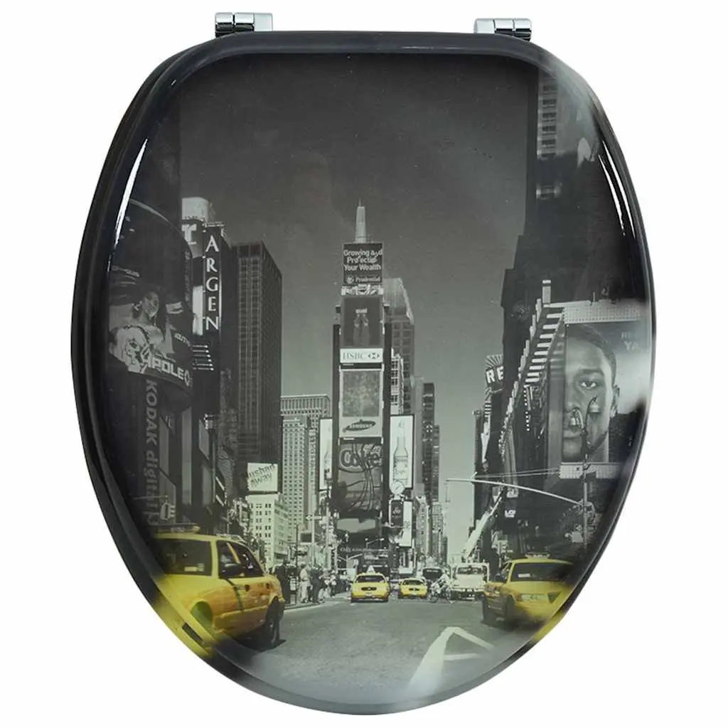 Toilet Seat Multicolour MDF Hard Close Lid Adjustable for Bathroom 12 to 20 cm