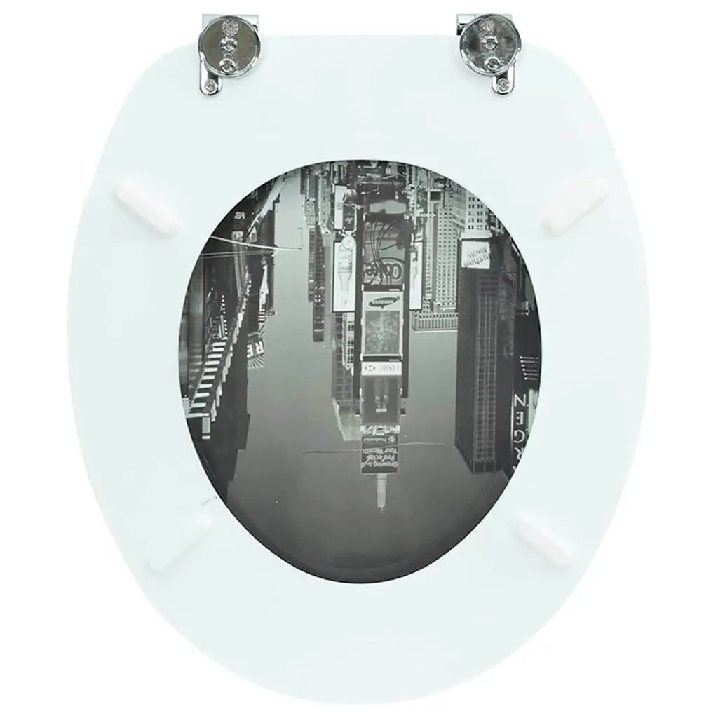 Toilet Seat Multicolour MDF Hard Close Lid Adjustable for Bathroom 12 to 20 cm