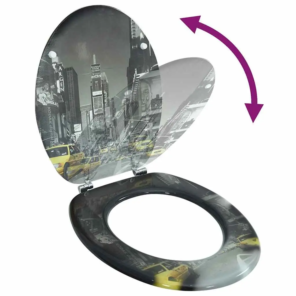 Toilet Seat Multicolour MDF Hard Close Lid Adjustable for Bathroom 12 to 20 cm
