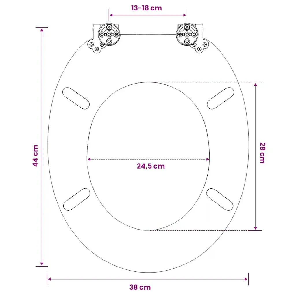 Toilet Seat with Hard Close Lid MDF Multicolour Bathroom Fixture Adjustable