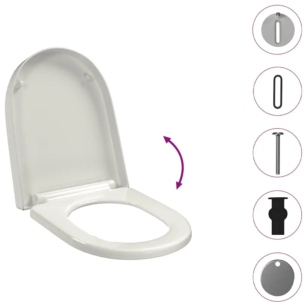 Toilet Seat Square for Bathroom White Standard Size Soft-close Quick-release
