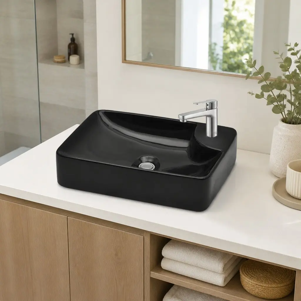 Black Ceramic Bathroom Sink with Precise Measurements