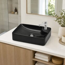 Black Ceramic Bathroom Sink with Precise Measurements